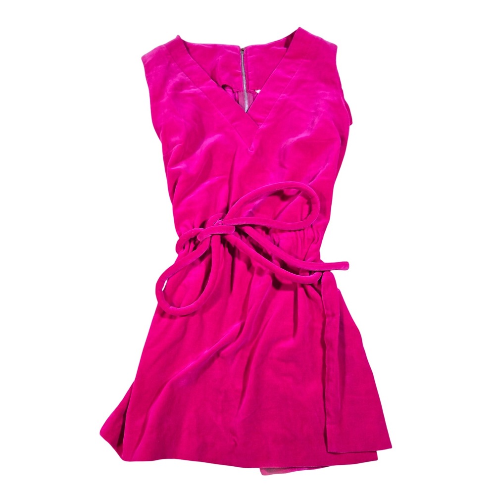 Vtg‎ 60s Kerrybrooke Sears Velvet Hostess Tunic Fuchsia Pink Side Slit EUC Sm